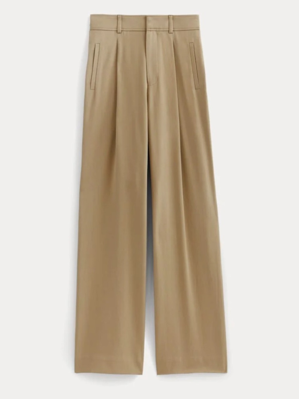 Everlane Way High Draper Pleated Pants in Buttersmooth in Khaki